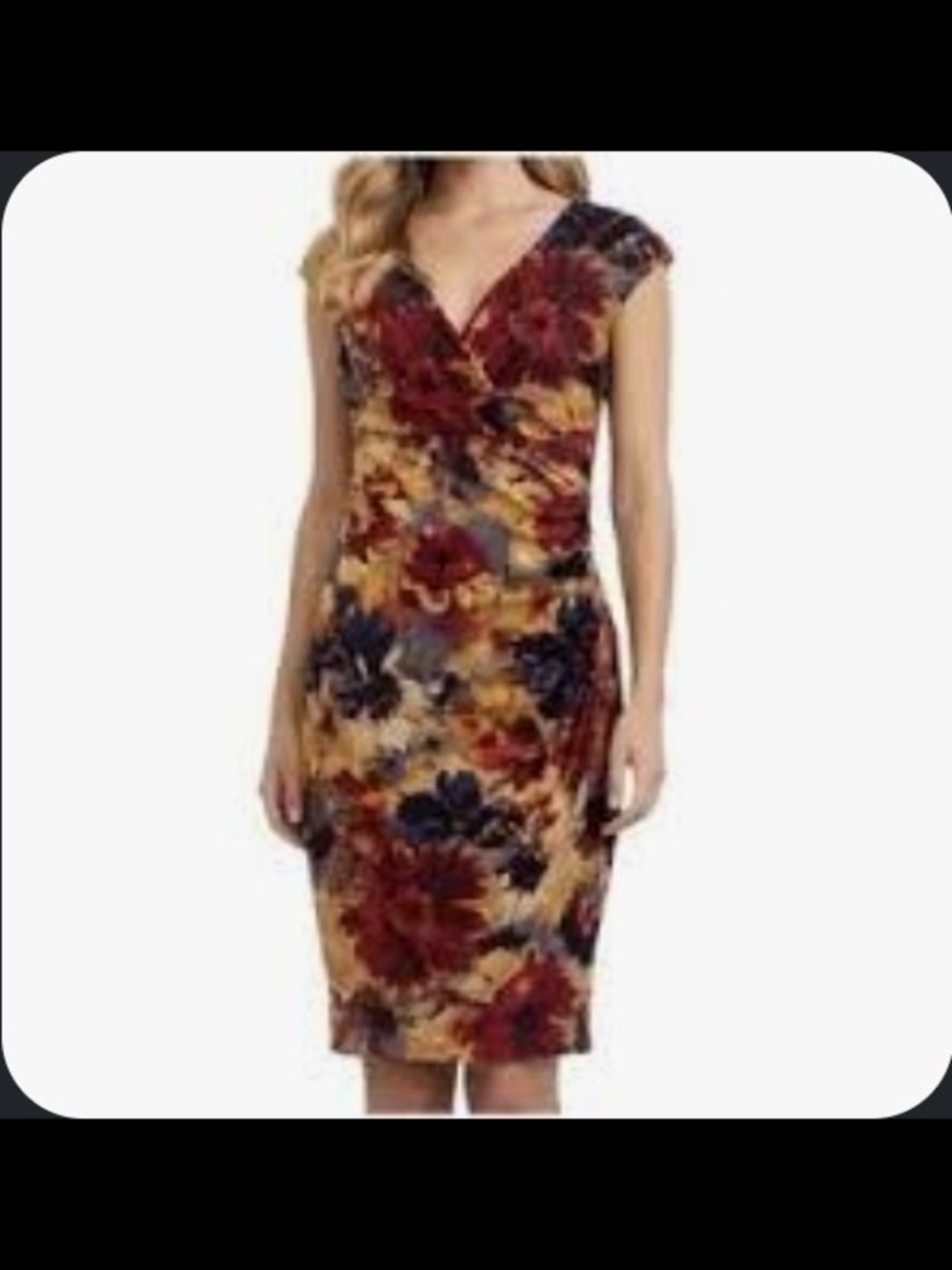 Ralph Lauren Floral Wrap-Effect Midi Dress in Dark Fall Water Colors